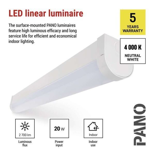 Світильник LED EMOS ZAB101 20W 2700Lm IP20 4000K PANO лінійний ZAB101 фото