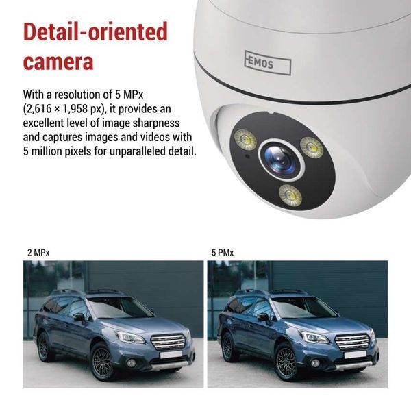 Розумна IP-камера Emos H4057 GoSmart зовнішня з Wi-Fi, живлення 5V/1A, біла H4057 фото