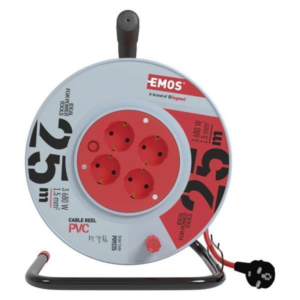 Сетевой удлинитель на катушке Emos P09225 4 розетки 25 м 1,5 мм&sup2; P09225 фото