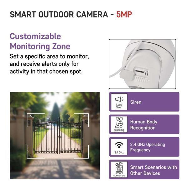 Розумна IP-камера Emos H4057 GoSmart зовнішня з Wi-Fi, живлення 5V/1A, біла H4057 фото