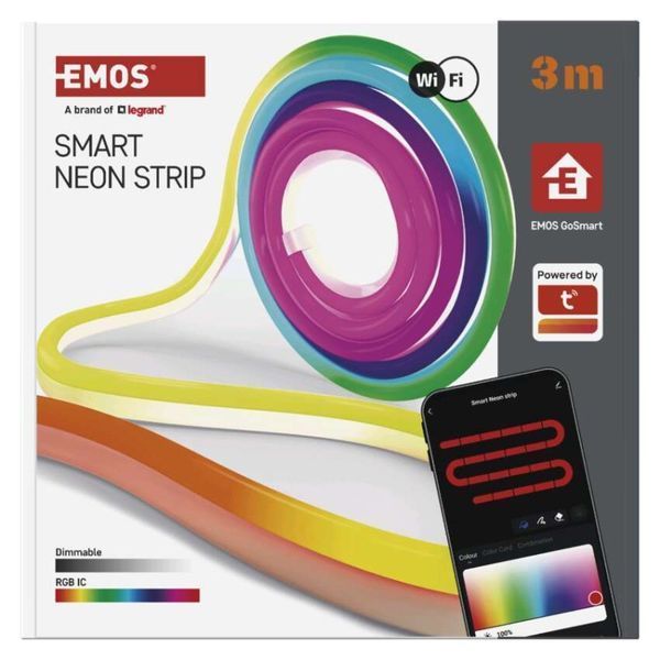 Розумна гнучка світлодіодна стрічка EMOS ZPW313I NEON біла, 3 м, 24 Вт, RGBIC WiFi ZPW313I фото