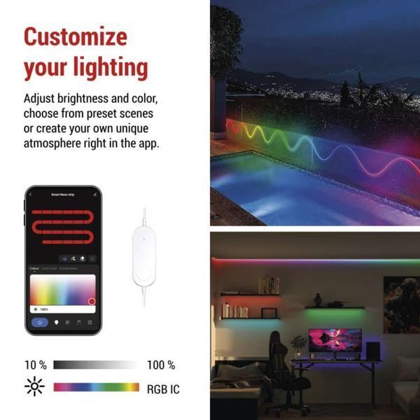 Умная гибкая светодиодная лента EMOS ZPW513I NEON белая, 5 м, 33 Вт, RGBIC, WiFi ZPW513I фото