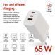 Универсальное USB GAN зарядное устройство EMOS V05G65 1xUSB-A, 2xUB-C 65W 220V PD V05G65 фото 3