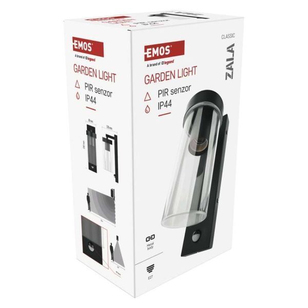 Светильник светодиодный садовый EMOS ZGC040P e27, ip44, PIR, 15w, настенный ZGC040P фото