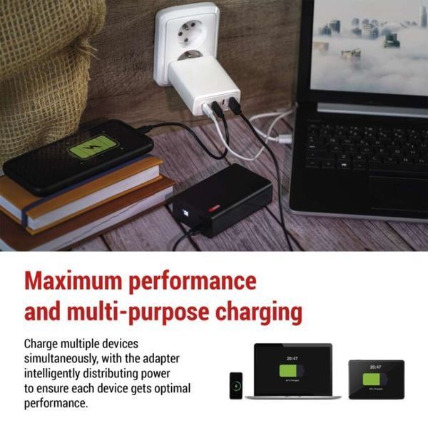 Универсальное USB GAN зарядное устройство EMOS V06G120 1xUSB-A, 3xUB-C 120W 220V PD V06G120 фото