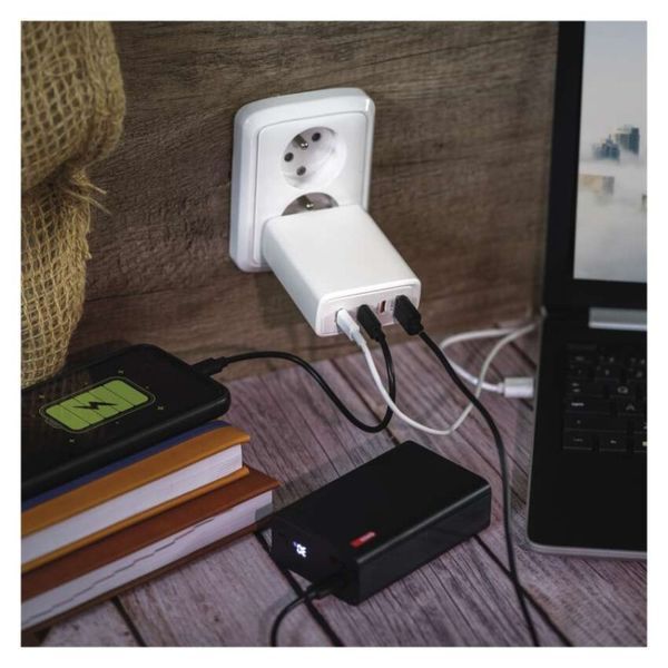 Универсальное USB GAN зарядное устройство EMOS V06G120 1xUSB-A, 3xUB-C 120W 220V PD V06G120 фото