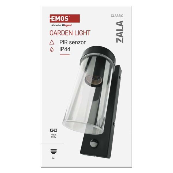 Светильник светодиодный садовый EMOS ZGC040P e27, ip44, PIR, 15w, настенный ZGC040P фото