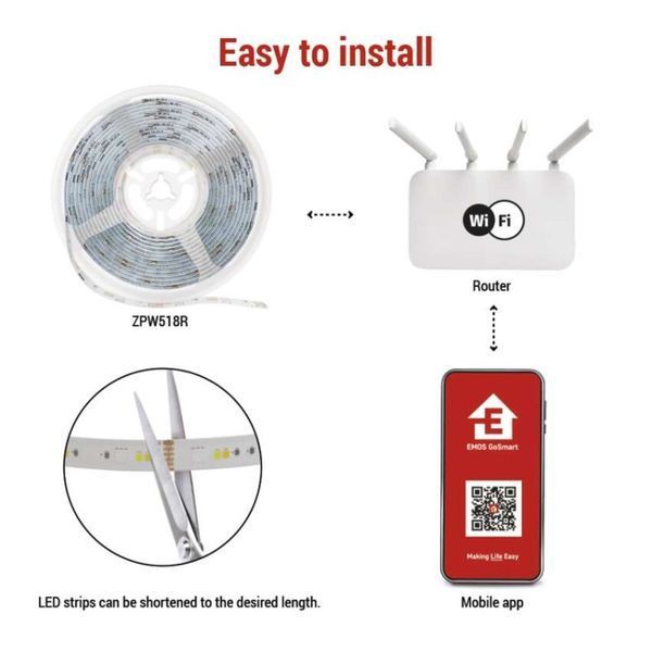 Светодиодная лента GoSmart WiFi 5 м, 22 Вт, 1400 лм, RGB/CCT ZPW518R ZPW518R фото