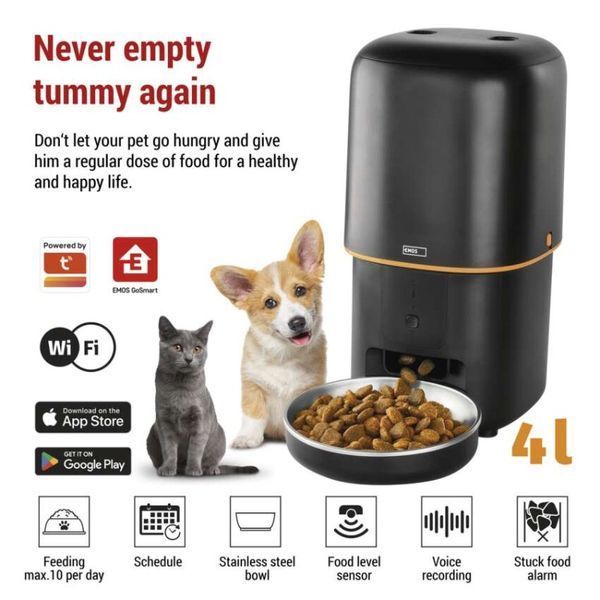 Автоматична розумна годівниця для домашніх тварин EMOS GOSMART H6002 4 літра WiFi H6002 фото