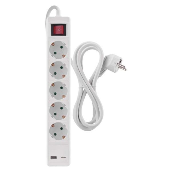 Мережевий подовжувач Emos P1523CU 5 розеток 3 м 1,5 мм&sup2; USB-A USB-C P1523CU фото