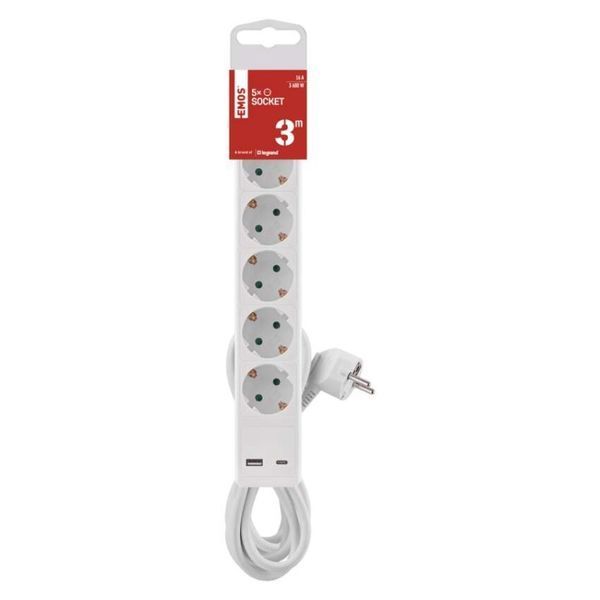 Мережевий подовжувач Emos P1523CU 5 розеток 3 м 1,5 мм&sup2; USB-A USB-C P1523CU фото