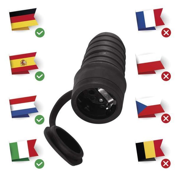 Розетка гумова IP44 чорна шуко EMOS P0049 P0049 фото