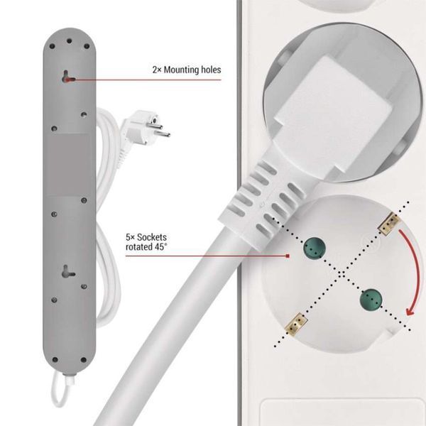 Мережевий подовжувач Emos P1523FC 5 розеток 3 м 1,5 мм&sup2; USB-A USB-C P1523FC фото