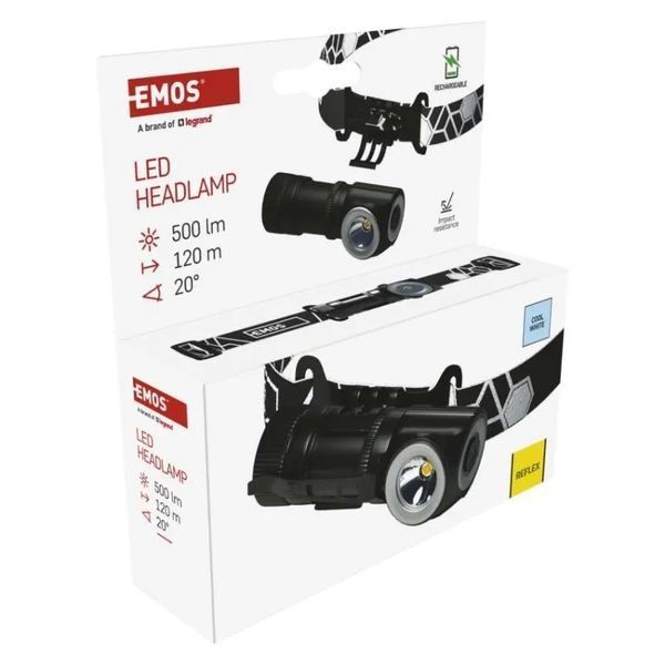 Лiхтар налобний акумуляторний LED EMOS P3544 500 Lm, Li-Ion 800 mAh, метал P3544 фото