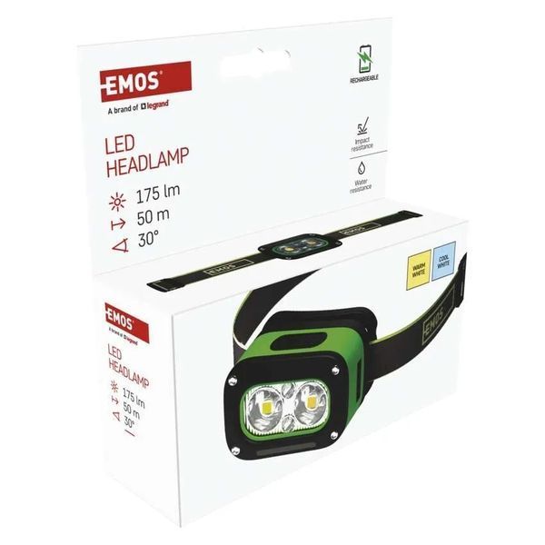 Ліхтар налобний акумуляторний Emos P3545 175 Lm 800 mAh Li-Ion P3545 фото