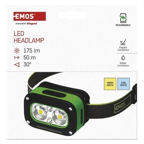 Ліхтар налобний акумуляторний Emos P3545 175 Lm 800 mAh Li-Ion P3545 фото