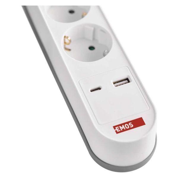 Мережевий подовжувач Emos P1523PD 5 розеток 3 м 1,5 мм&sup2; USB-A USB-C P1523PD фото