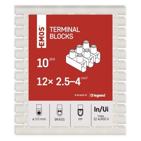 Клеммная колодка EMOS A4105 2,5&ndash;4 мм&sup2;, белая, 10 шт.