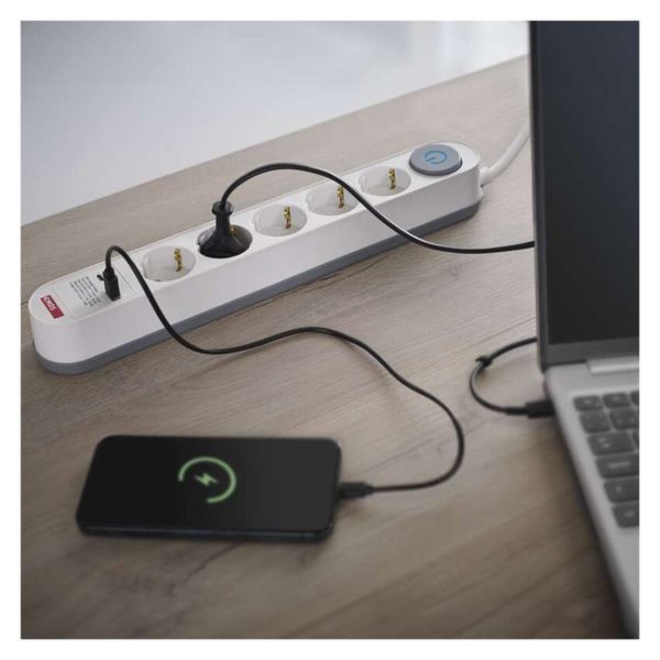 Мережевий подовжувач Emos P1523PD 5 розеток 3 м 1,5 мм&sup2; USB-A USB-C P1523PD фото