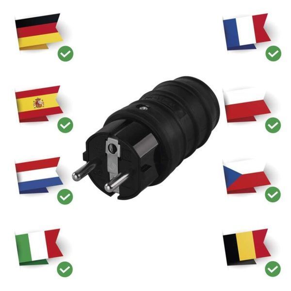 Вилка гумова IP44 чорна шуко EMOS P0050 P0050 фото