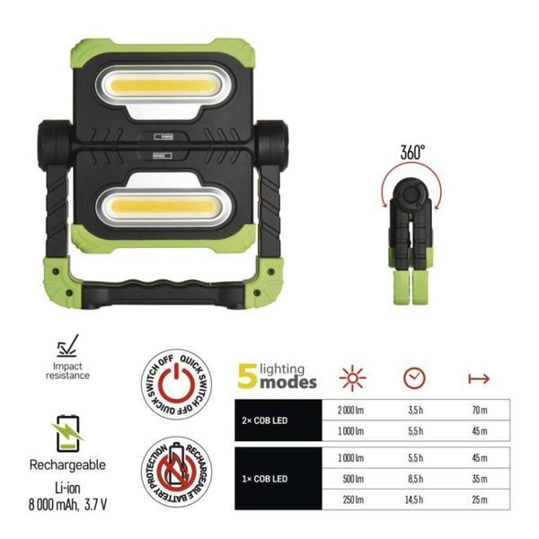 Ліхтар прожектор акумуляторний Emos P4536 2000 Lm 8000 mAh Li-Ion P4536 фото