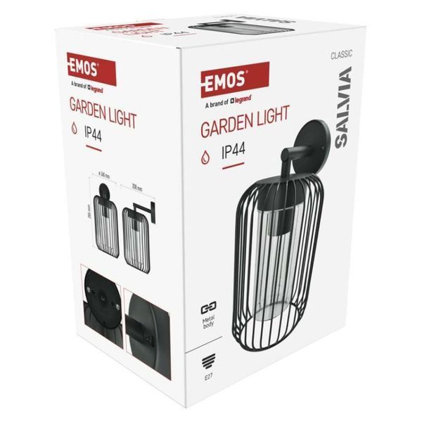 Світильник світлодіодний садовий EMOS ZGD010P e27, ip44,15w, настінний ZGD010P фото