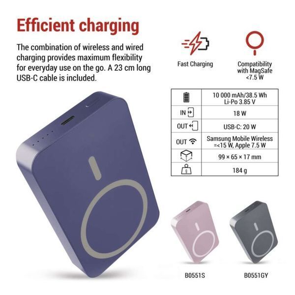 Повербанк беспроводной EMOS B0551BL MagSafe 10 000 мАч 20 Вт B0551BL фото