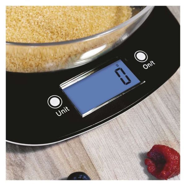 Цифровые кухонные весы EMOS EV025, черные с чашей EV025 фото
