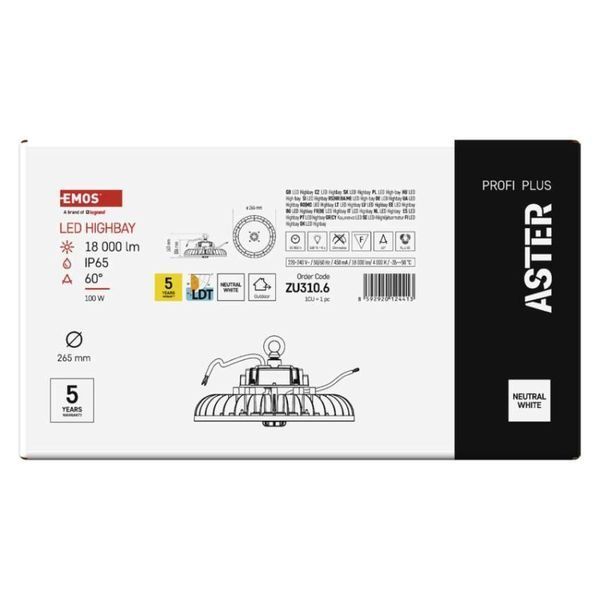 Світильник LED EMOS ZU310.6 100W IP65 4000K 60&deg; highbay ZU310.6 фото