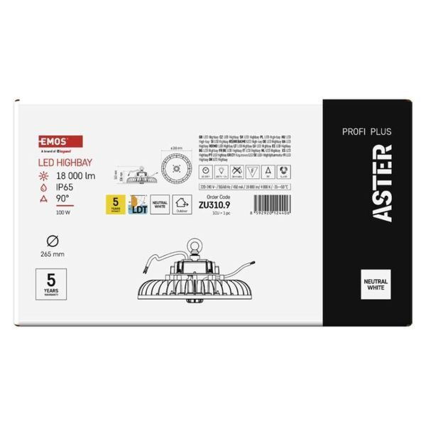 Світильник LED EMOS ZU310.9 100W IP65 4000K 90&deg; highbay ZU310.9 фото