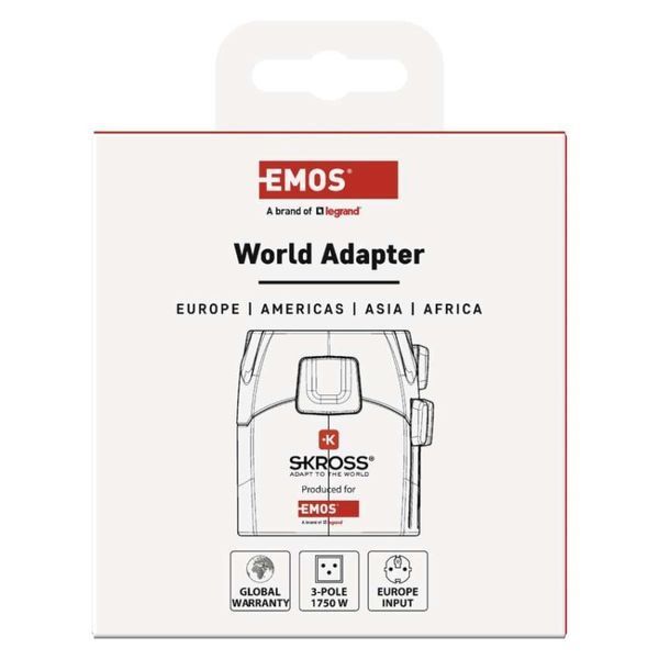 Універсальний адаптер для подорожей EMOS P0056N SCHUKO=US,AS,AUS,NZ,CN,AF,ME,GB,CH,IT,HK,INr P0056N фото