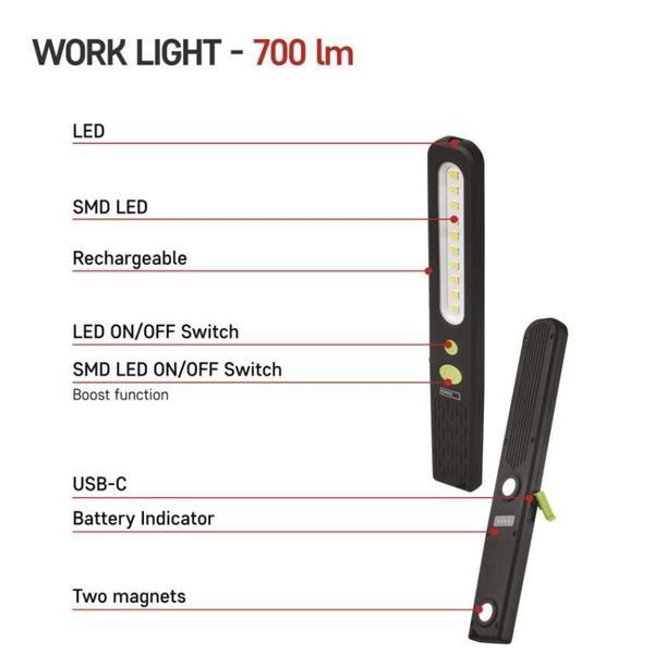 Ліхтар акумуляторний Emos P4538 700 Lm 1200 mAh пластик гума магніт P4538 фото