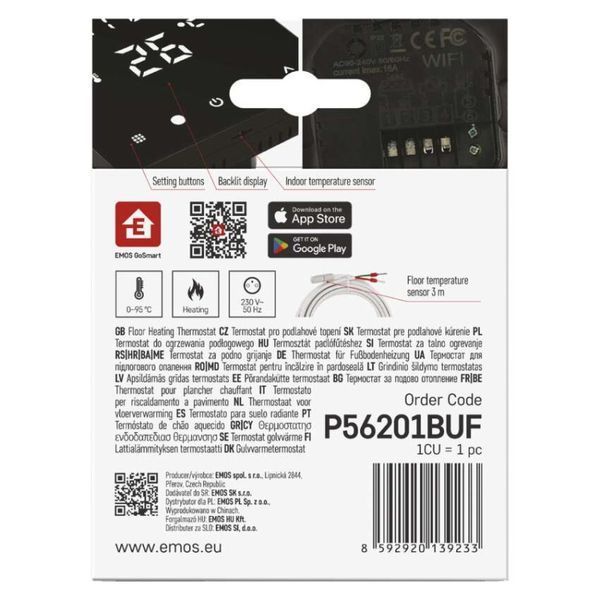Программируемый напольный проводной WiFi термостат GoSmart P56201BUF P56201BUF фото