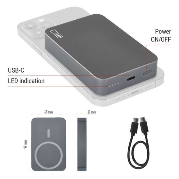 Повербанк беспроводной EMOS B0551GY MagSafe 10 000 мАч 20 Вт B0551GY фото