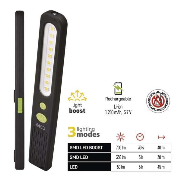 Ліхтар акумуляторний Emos P4538 700 Lm 1200 mAh пластик гума магніт P4538 фото