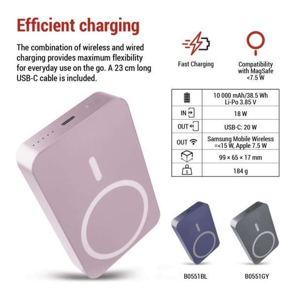 Повербанк бездротовий EMOS B0551S MagSafe 10 000 мАг 20 Вт B0551S фото