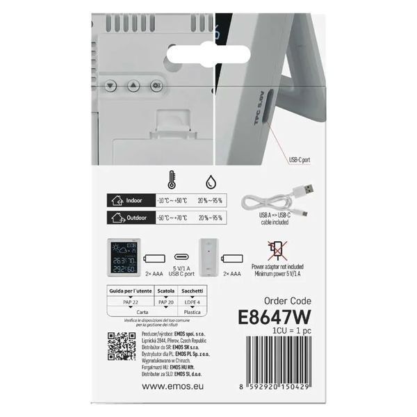 Бездротова цифрова метеостанція Emos E8647W E8647W фото