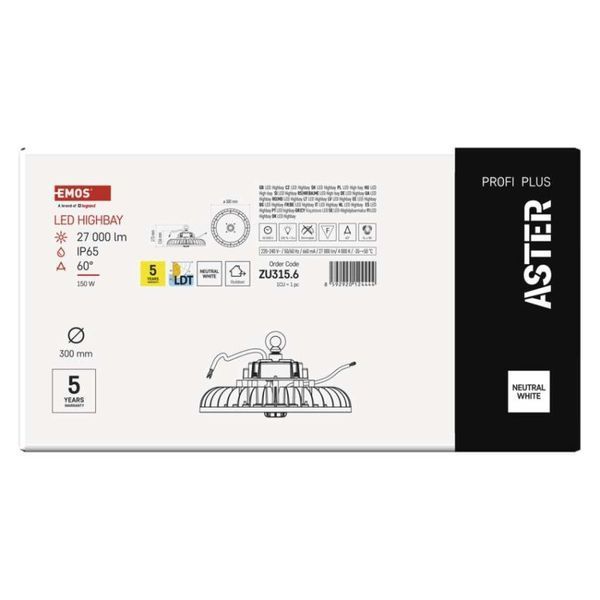 Світильник LED EMOS ZU315.6 150W IP65 4000K 60&deg; highbay ZU315.6 фото