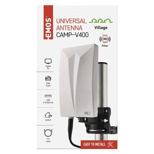 Антена універсальна EMOS J0802 DVB-T2, FM, DAB, фільтр LTE/4G/5G