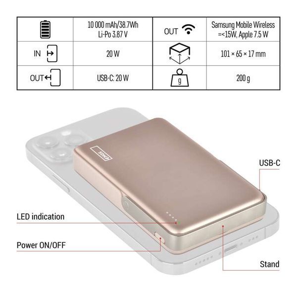 Повербанк EMOS B0552RG MagSafe 10 000 мАч 20 Вт B0552RG фото