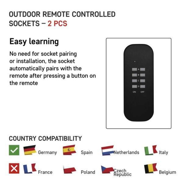 Розетки з дистанційним керуванням Emos P0068 IP44 3 000 Вт 1&times;CR2032 P0068 фото