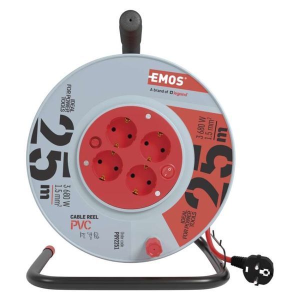 Мережевий подовжувач на котушці Emos P092251 4 розетки 25 м 1,5 мм&sup2; P092251 фото