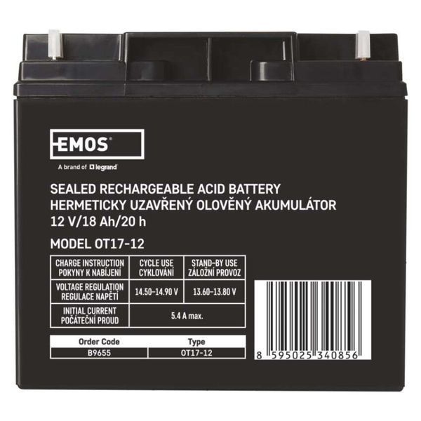 Акумуляторна батарея EMOS B9655, AGM, 12V, 18Ah, L1 B9655 фото