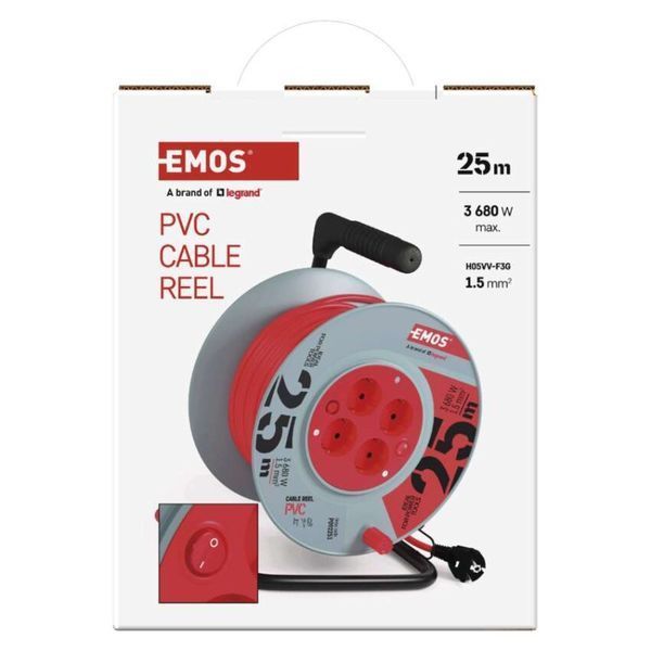 Мережевий подовжувач на котушці Emos P092251 4 розетки 25 м 1,5 мм&sup2; P092251 фото