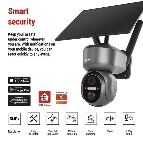 Умная IP-камера Emos H4058 GoSmart внешняя с Wi-Fi, питание Li-ion 10400 mAh солнечная панель H4058 фото