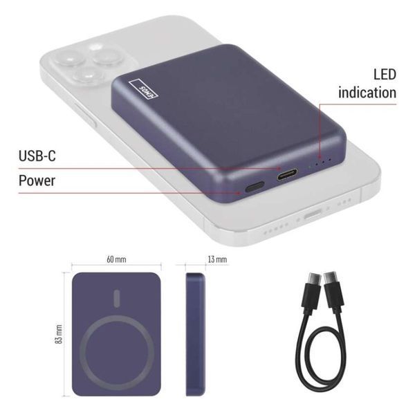 Повербанк EMOS B0555BL MagSafe 5 000 мАч 20 Вт B0555BL фото