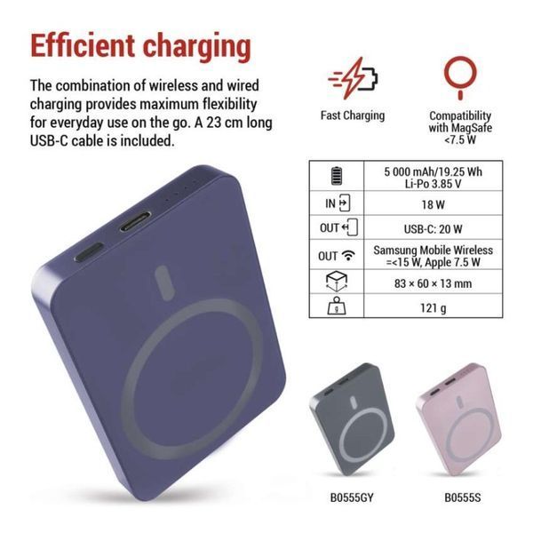 Повербанк EMOS B0555BL MagSafe 5 000 мАч 20 Вт B0555BL фото