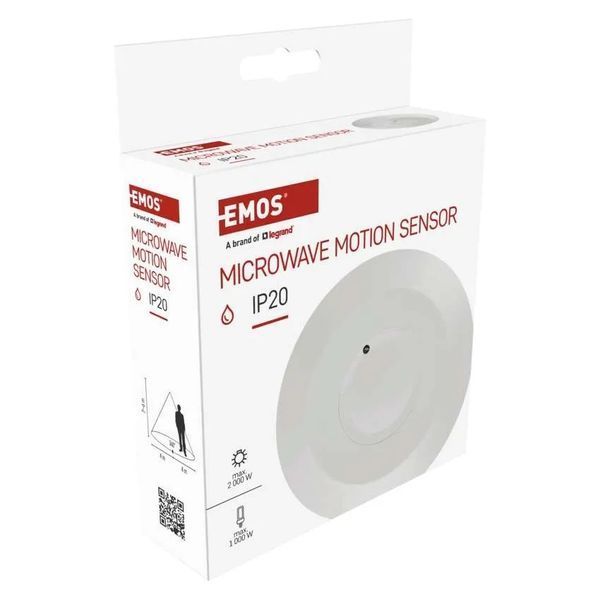 Датчик руху EMOS GS21111 мікрохвильовий IP20 2000W GS21111 фото