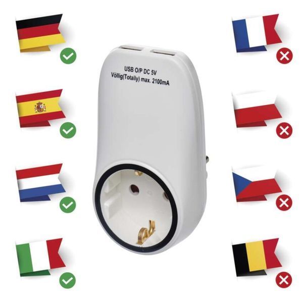 Мережевий адаптер EMOS P0072, 2x USB, 1 розетка P0072 фото