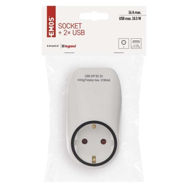 Мережевий адаптер EMOS P0072, 2x USB, 1 розетка P0072 фото